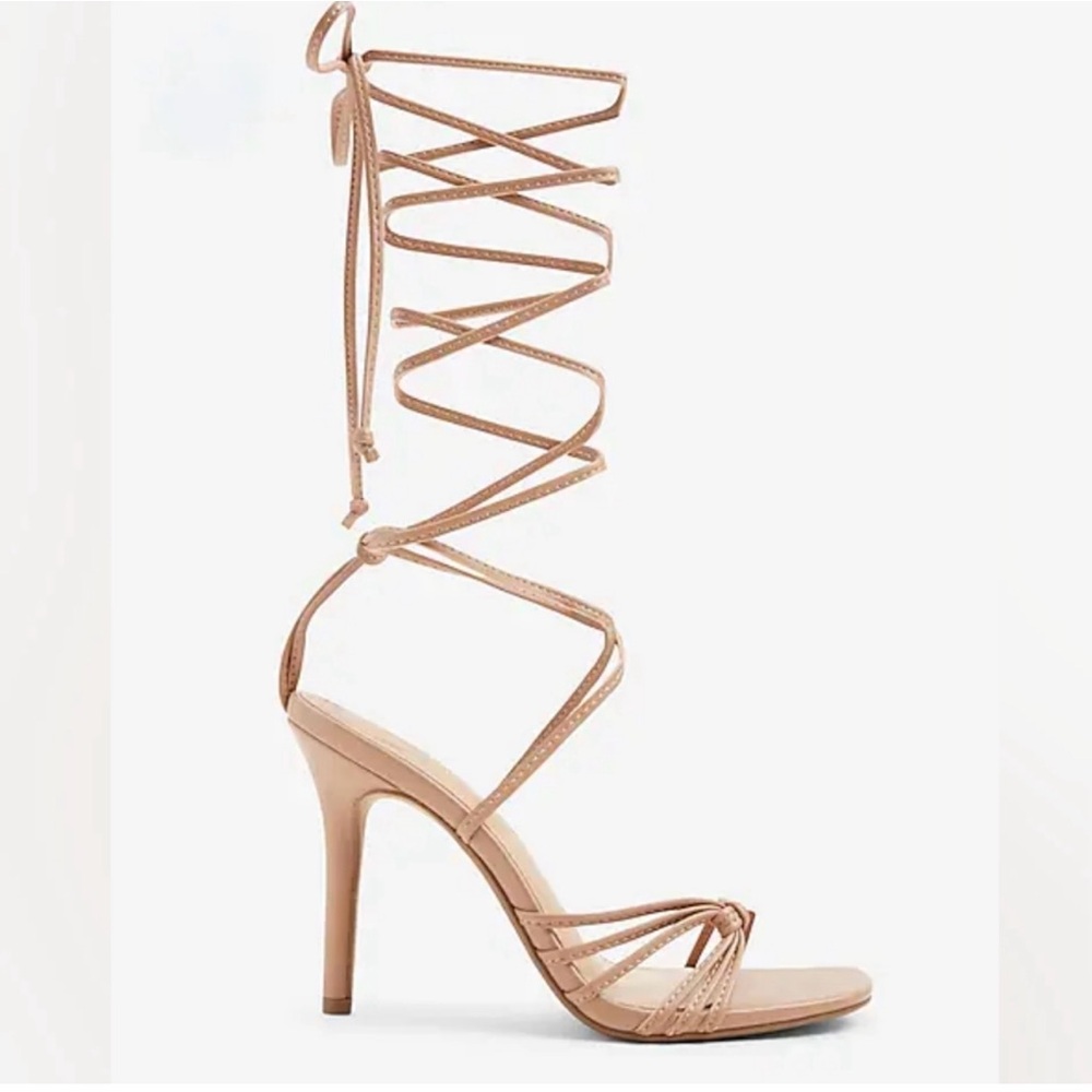 👠 NWT Express Lace Up Heeled Sandals Tan Gladiator Size 10